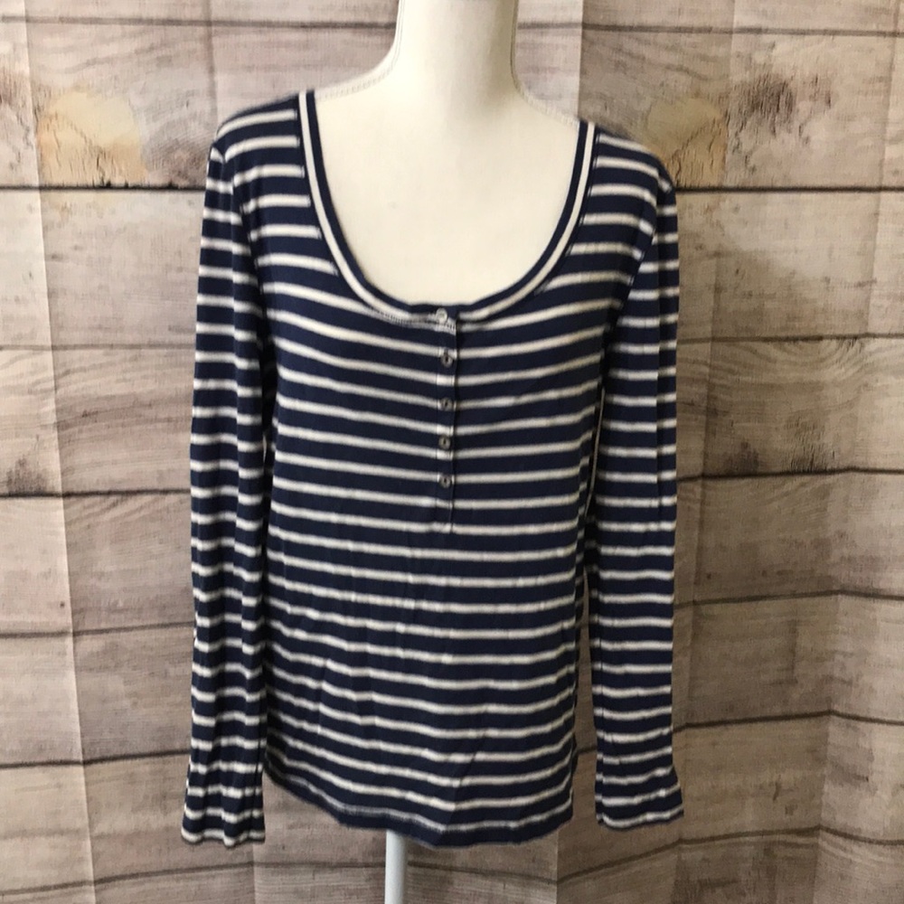 Navy and white striped Henley